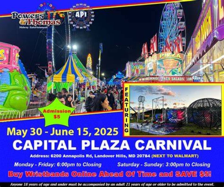 Capital Plaza Carnival, 6210 Annapolis Rd Landover Hills, MD 20784, May