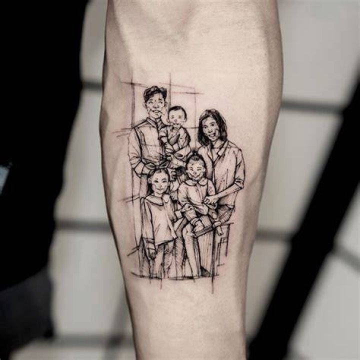 Minimalist Family Portrait Tattoos