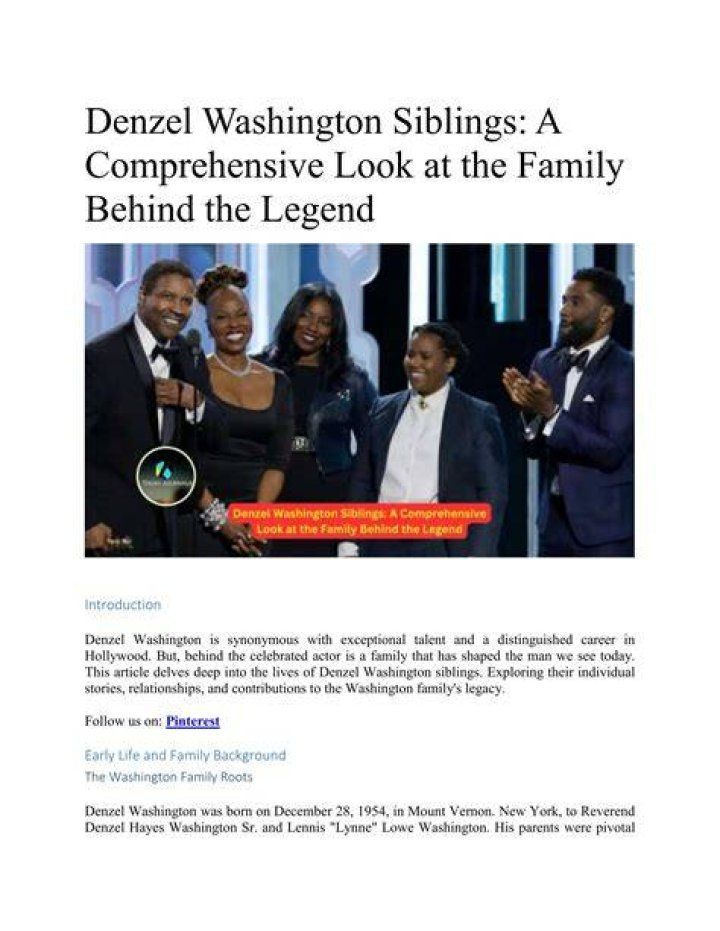 Unveiling The Washington Family: Discoveries About Denzel's Siblings